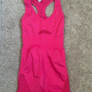 NWT AERIE xs one piece athletic romper in hot pink!